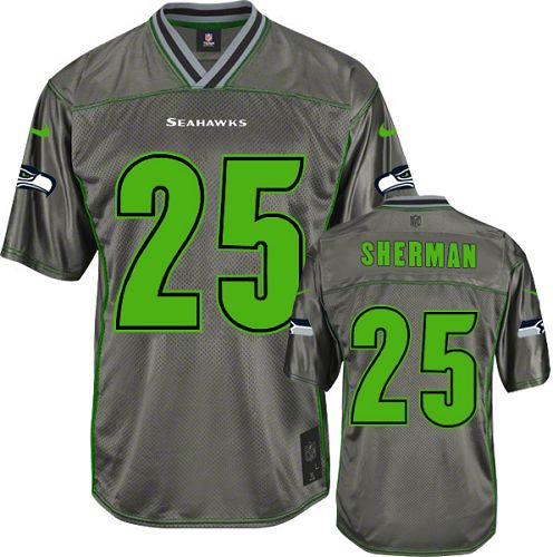 Youth Elite Richard Sherman Nike Jersey Grey - #25 Vapor NFL Seattle Seahawks